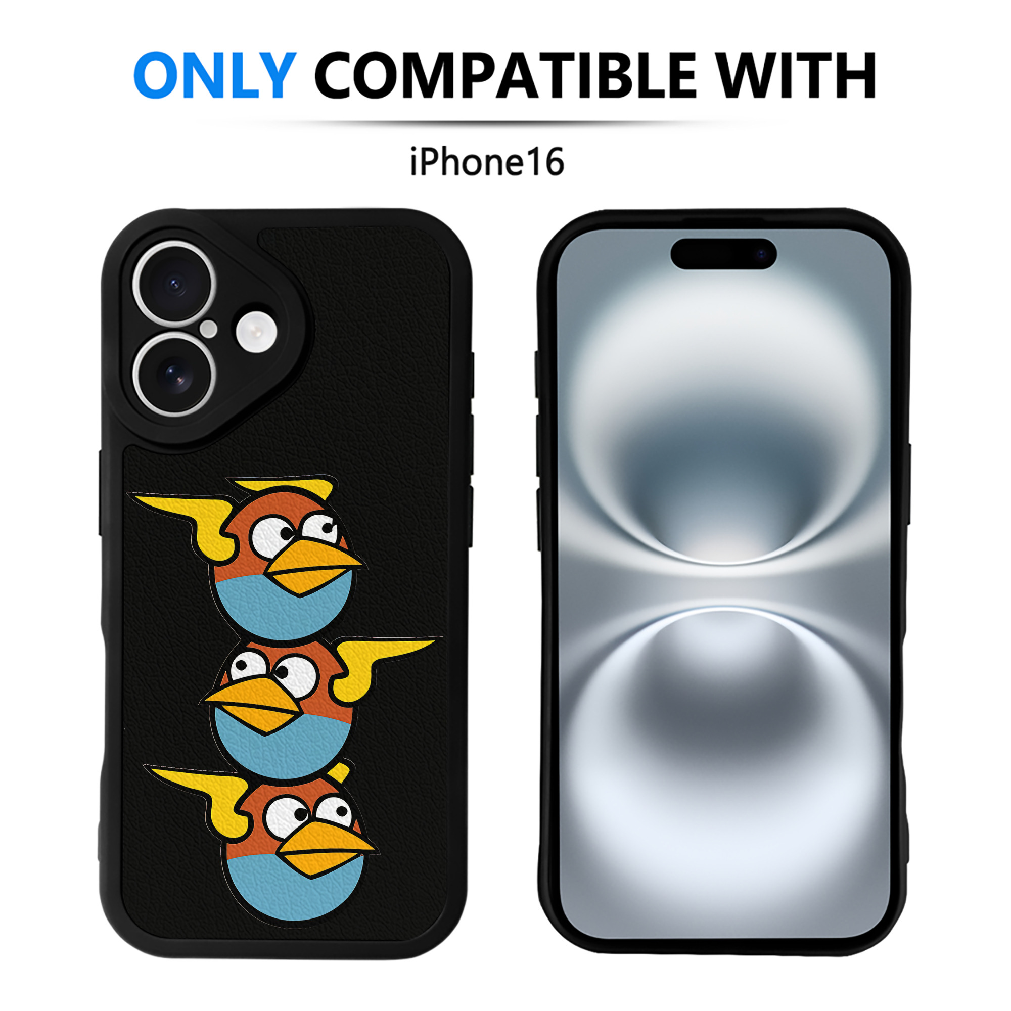 （画像用） Angry Birds アングリーバード 【iPhone 16シリーズ対応】シリコンスマホケース（レザー調） 材質：シリコン